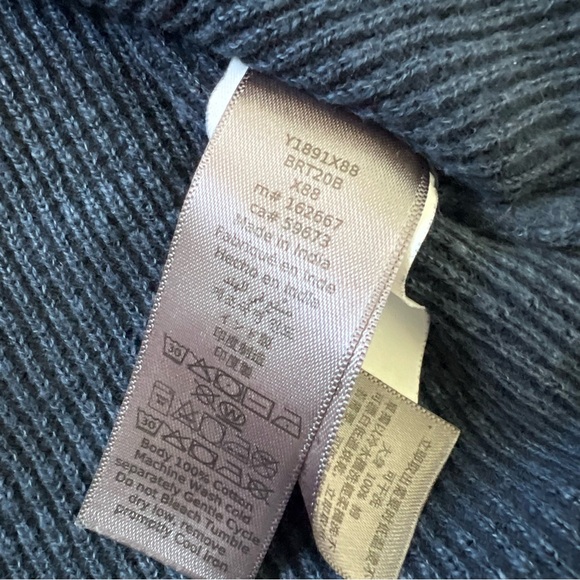 John Varvatos Waffle Henley Navy Blue Distressed Faded Long Sleeve Men’s Large - Picture 10 of 15